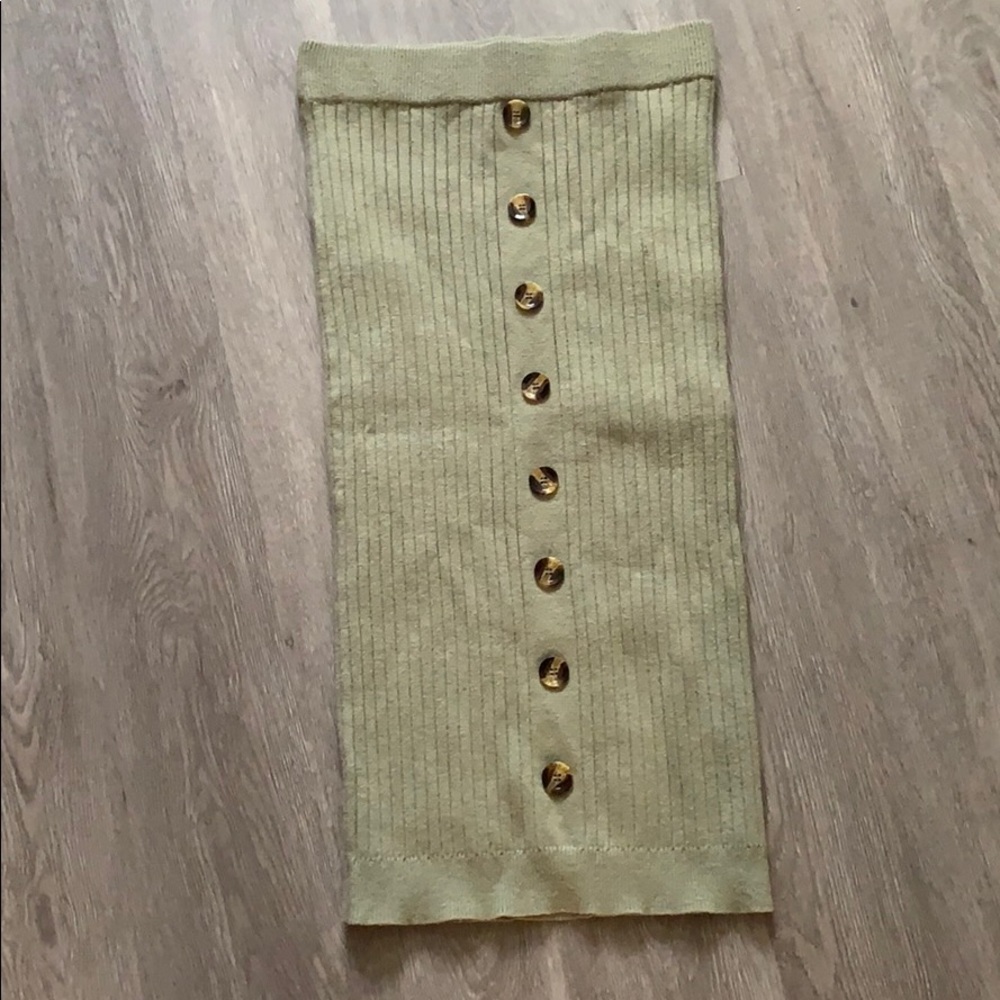 Mock Button Midi Skirt